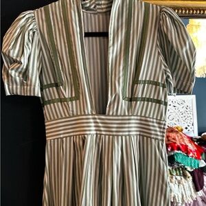 Handmade Striped Green and White Dress - Worn Only Once